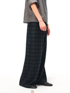 JCAESAR Checkered drawstring trousers with subtle grid pattern