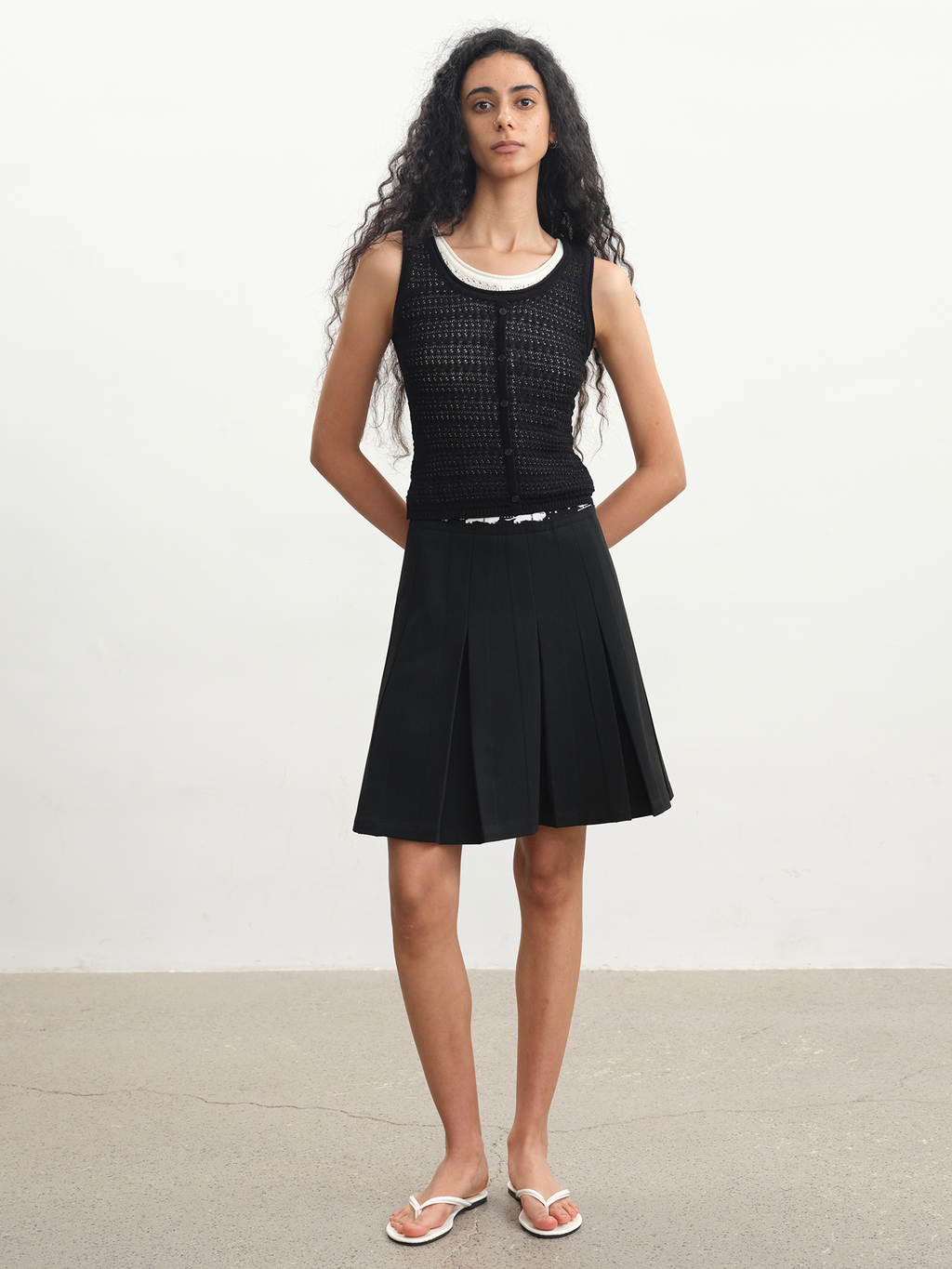 JCAESAR WOMEN Mock‑Placket Cut‑Out Knit Vest - jcaesarclo