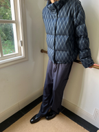 JCAESAR Blue Diamond-Check Stand Collar Down Jacket