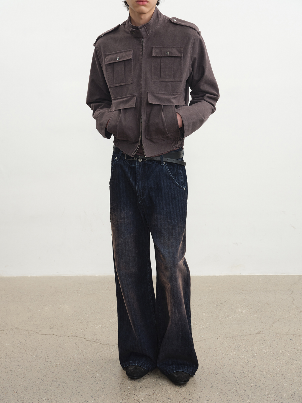 JCAESAR Washed Mist‑Purple Utility Jacket