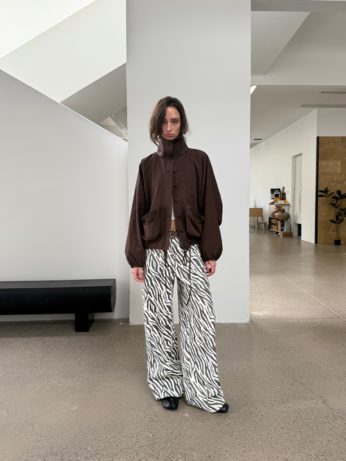 JCAESAR WOMEN ダメージ加工 ゼブラ柄 ストレートレッグ トラウザー