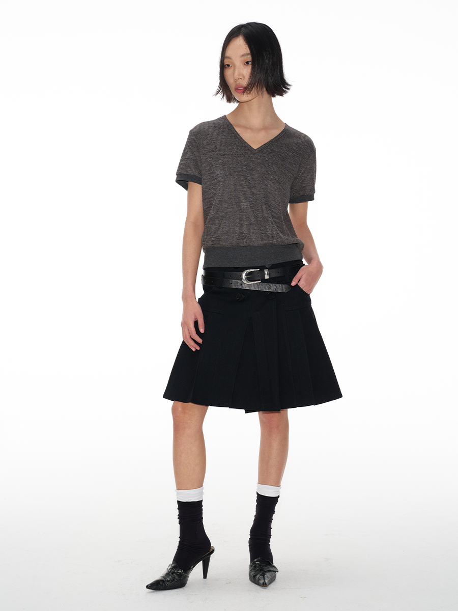 JCAESAR WOMEN V‑Neck Drawstring Short‑Sleeve Top - jcaesarclo