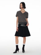 JCAESAR WOMEN V‑Neck Drawstring Short‑Sleeve Top - jcaesarclo