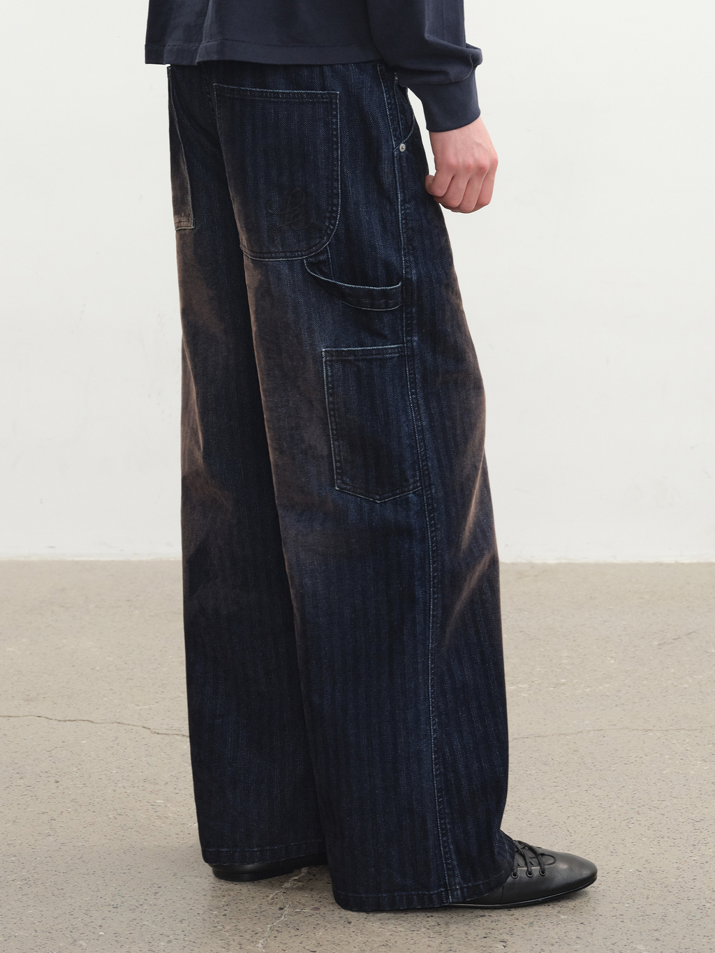 JCAESAR Distressed Herringbone Corduroy Trousers - jcaesarclo