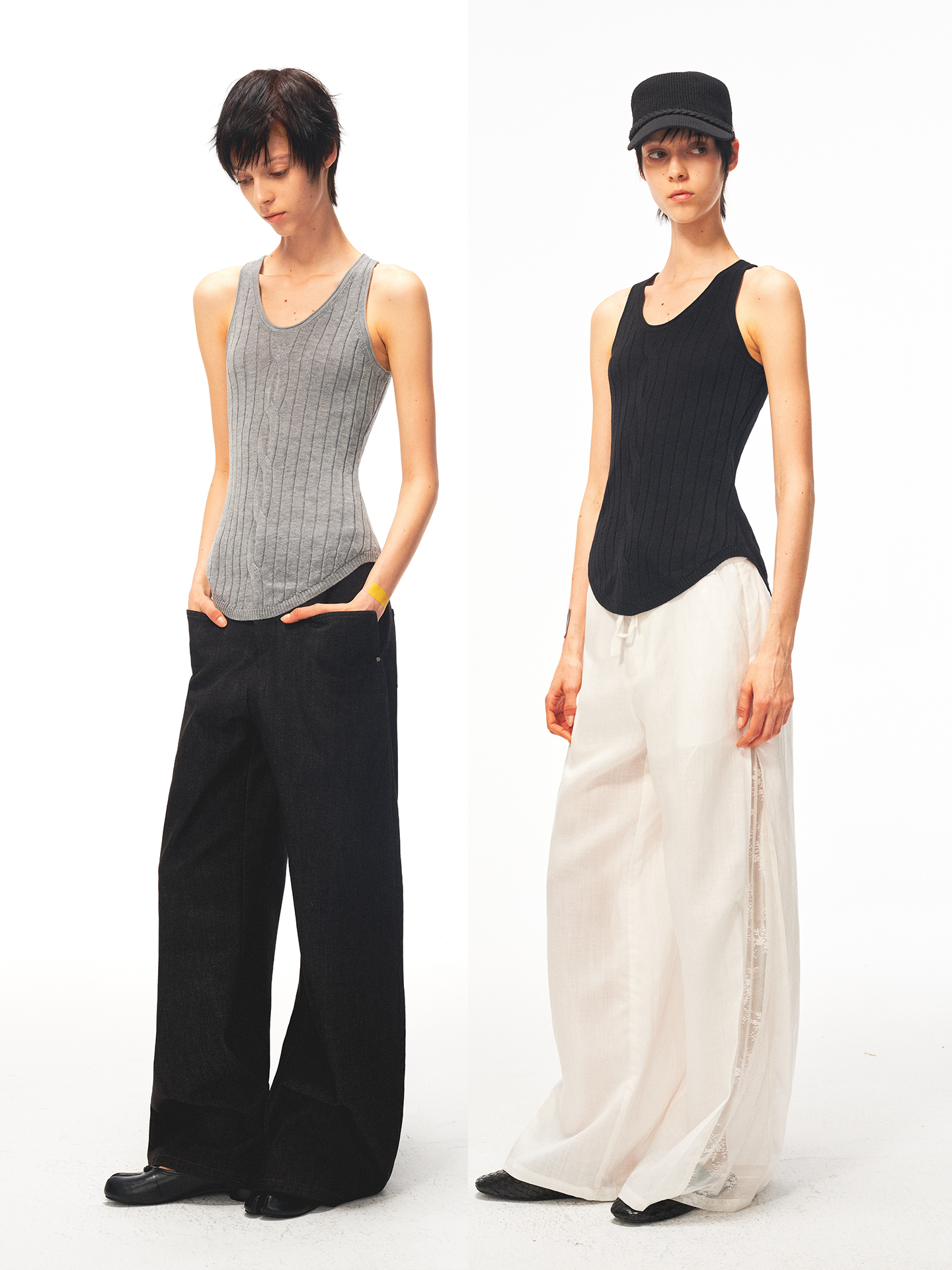 JCAESAR WOMEN Waist‑shaped cable‑knit fitted tank