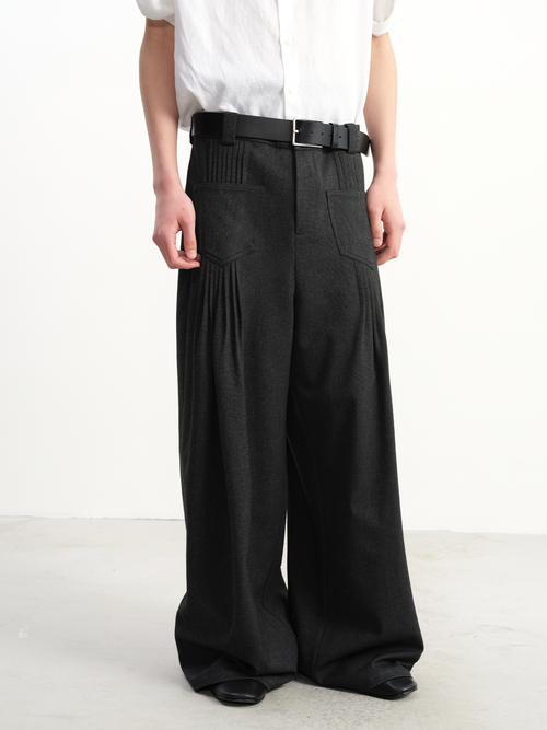 JCAESAR Pleated‑Pocket Wide‑Leg Trousers