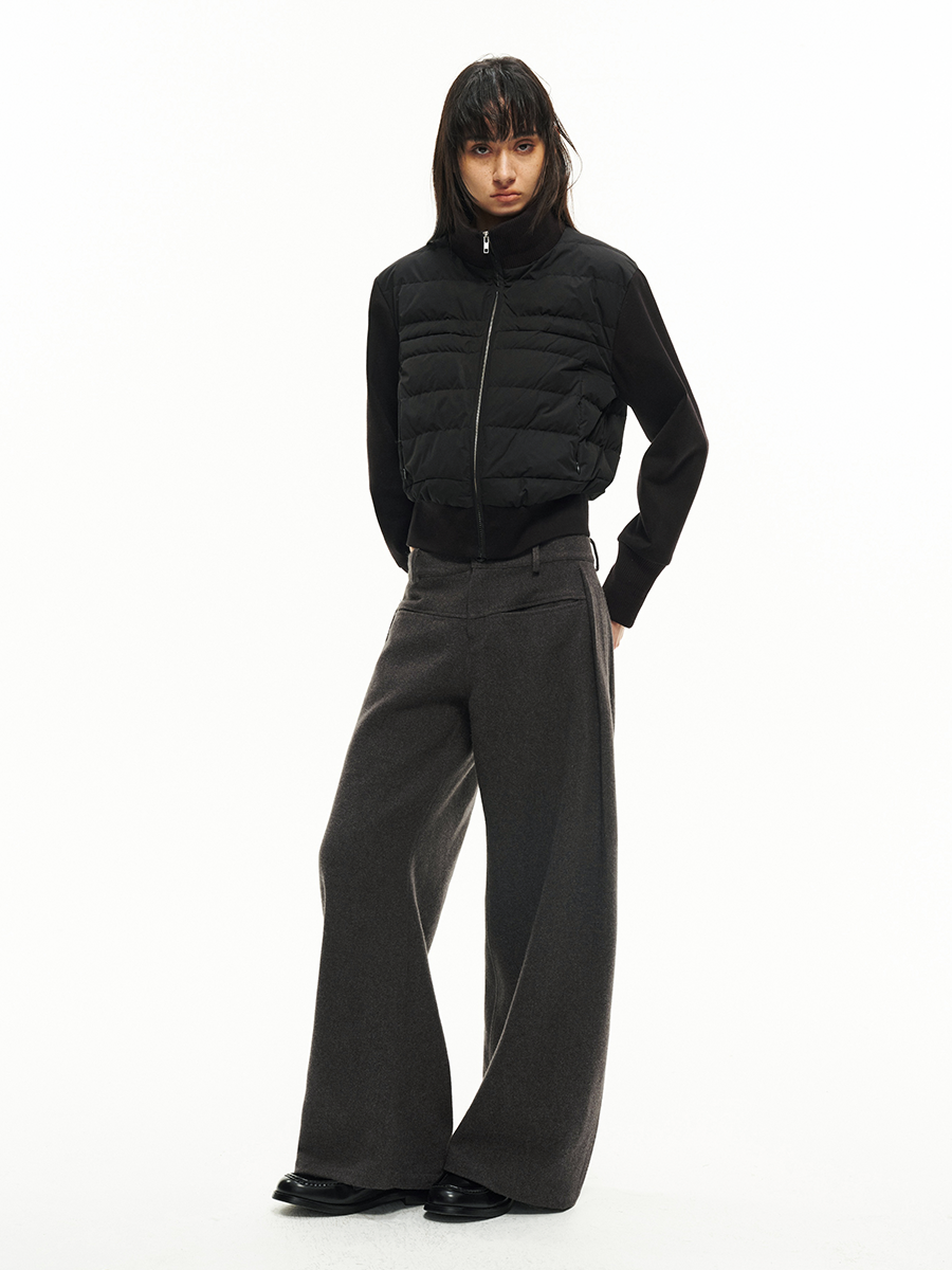 JCAESAR WOMEN Vertical Thread Collar Rib Down Jacket - jcaesarclo