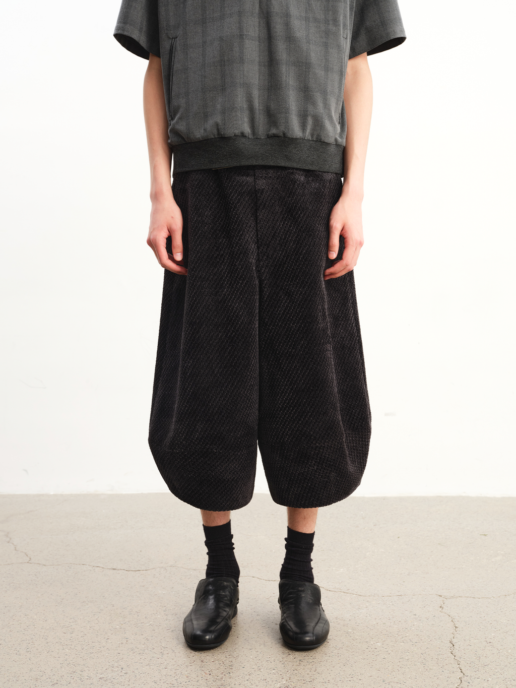 JCAEASAR Layered velvet asymmetric cropped pants