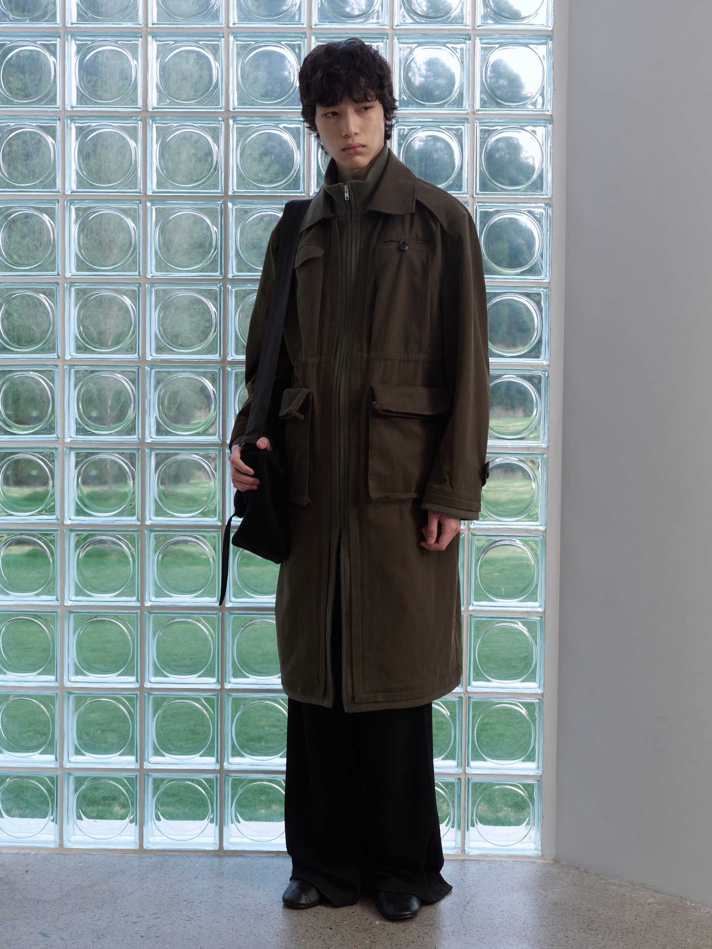 JCAESAR Multi‑Pocket Trench Coat with Ribbed Panels - jcaesarclo