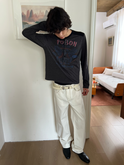 JCAESAR Motorcycle Pegasus Print Long-Sleeve Shirt
