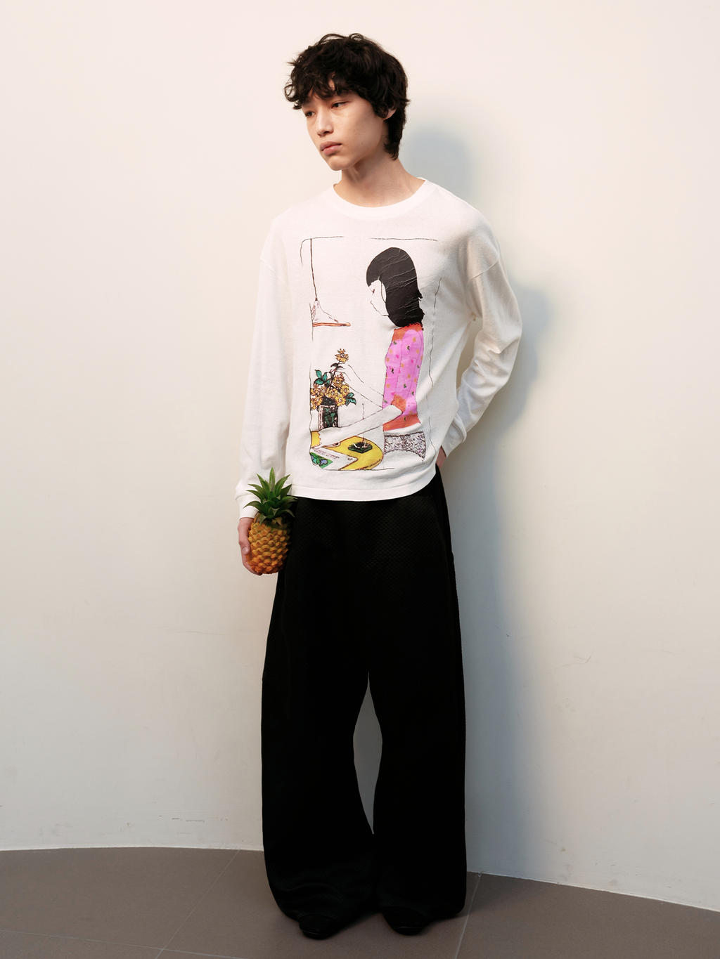 JCAESAR Distressed Floral‑Girl Print Short‑Sleeve Tee - jcaesarclo