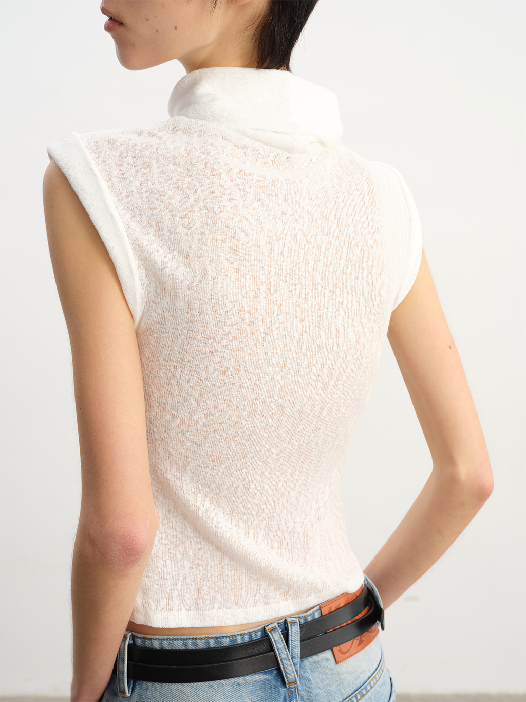 JCAESAR WOMEN Draped Cowl‑Neck Folded‑Hem Tee