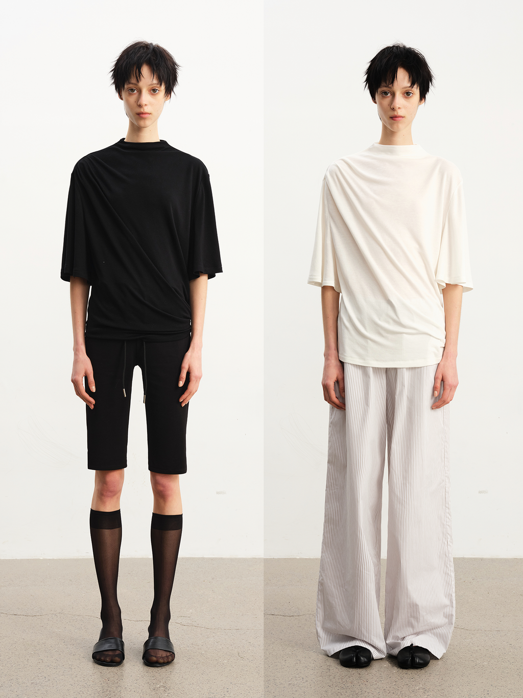 JCAESAR WOMEN Ruched draped short-sleeve top