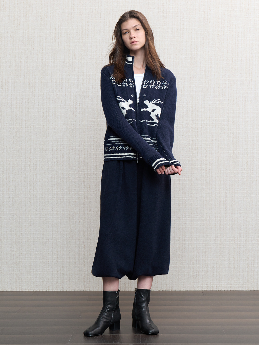 JCAESAR WOMEN Ski-Inspired Double-Zip Sweater