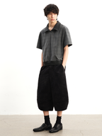 JCAEASAR Ribbed-neck half-zip plaid tee