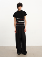 JCAESAR lack Linen Trousers with Accordion Pleats