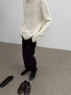 JCAESAR Henley collar scale‑pattern knit long‑sleeve