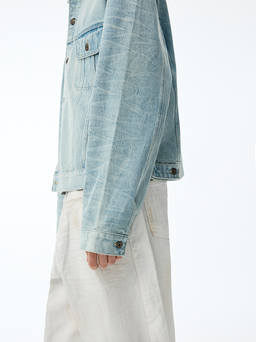 JCAESAR Washed Honeycomb Blue Bull Jacket - jcaesarclo
