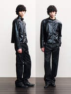 JCAESAR  Leather Jacket with Hidden Mesh Pockets