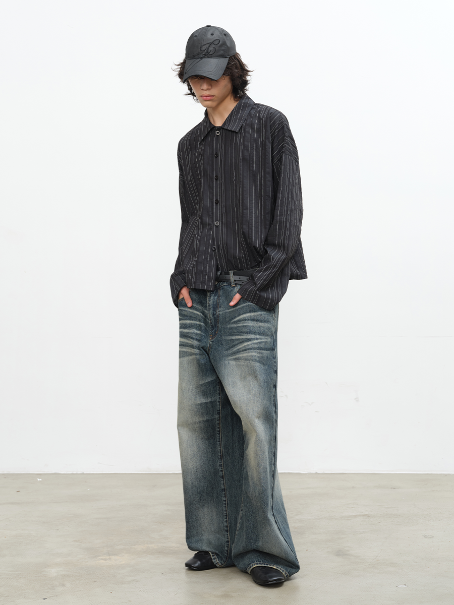 JCAESAR Blue-Gray Washed Denim Jeans - jcaesarclo