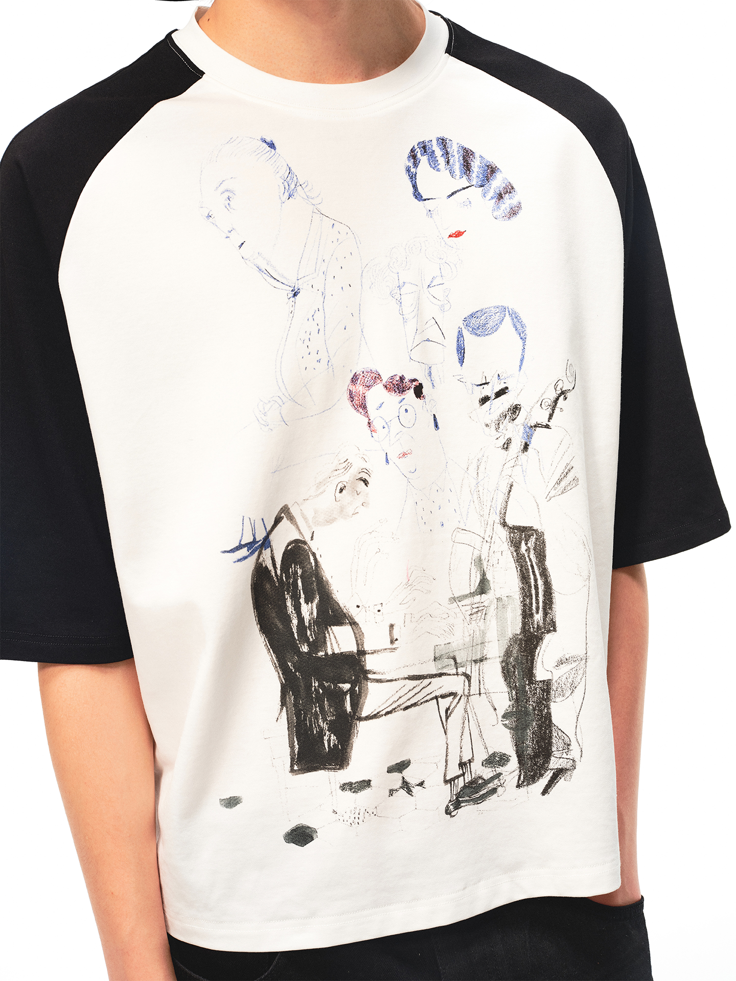 JCAESAR Vintage‑style raglan printed tee