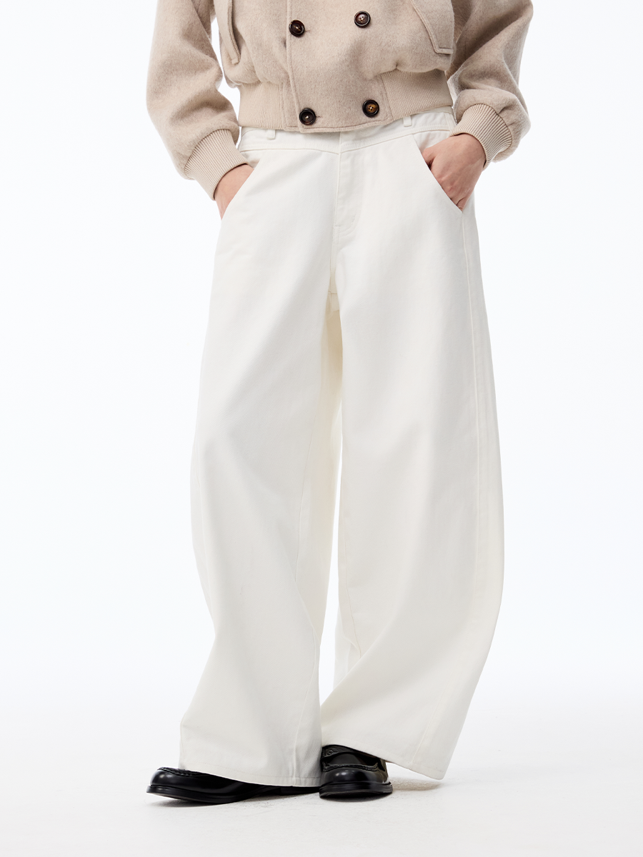 JCAESAR WOMEN Wide-Leg White Jeans With Side Pleat - jcaesarclo