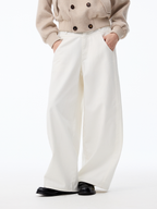 JCAESAR WOMEN Wide-Leg White Jeans With Side Pleat - jcaesarclo