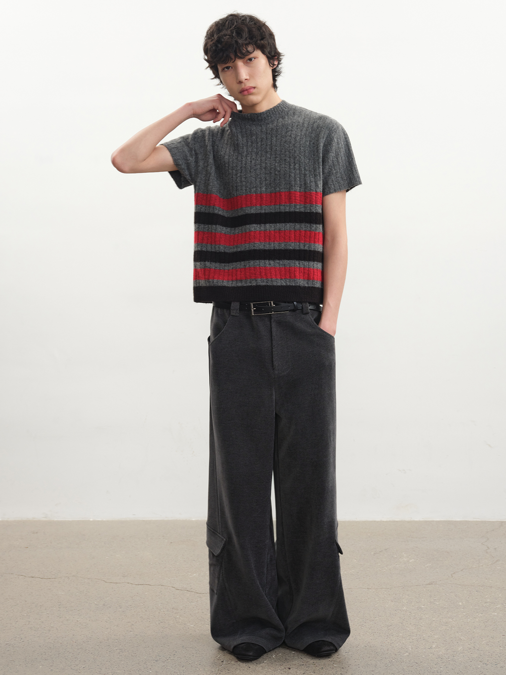 JCAESAR Washed Gray Trousers with Side Pockets - jcaesarclo