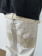 JCAESAR Panelled Leather Slim-Fit Jeans