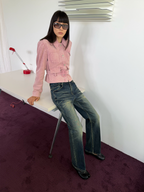 JCAESAR WOMEN Vintage Heavy-Wash Stretch Jeans