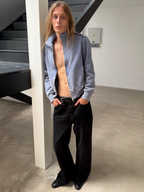 JCAESAR Pleated Waxed Black Denim Jeans