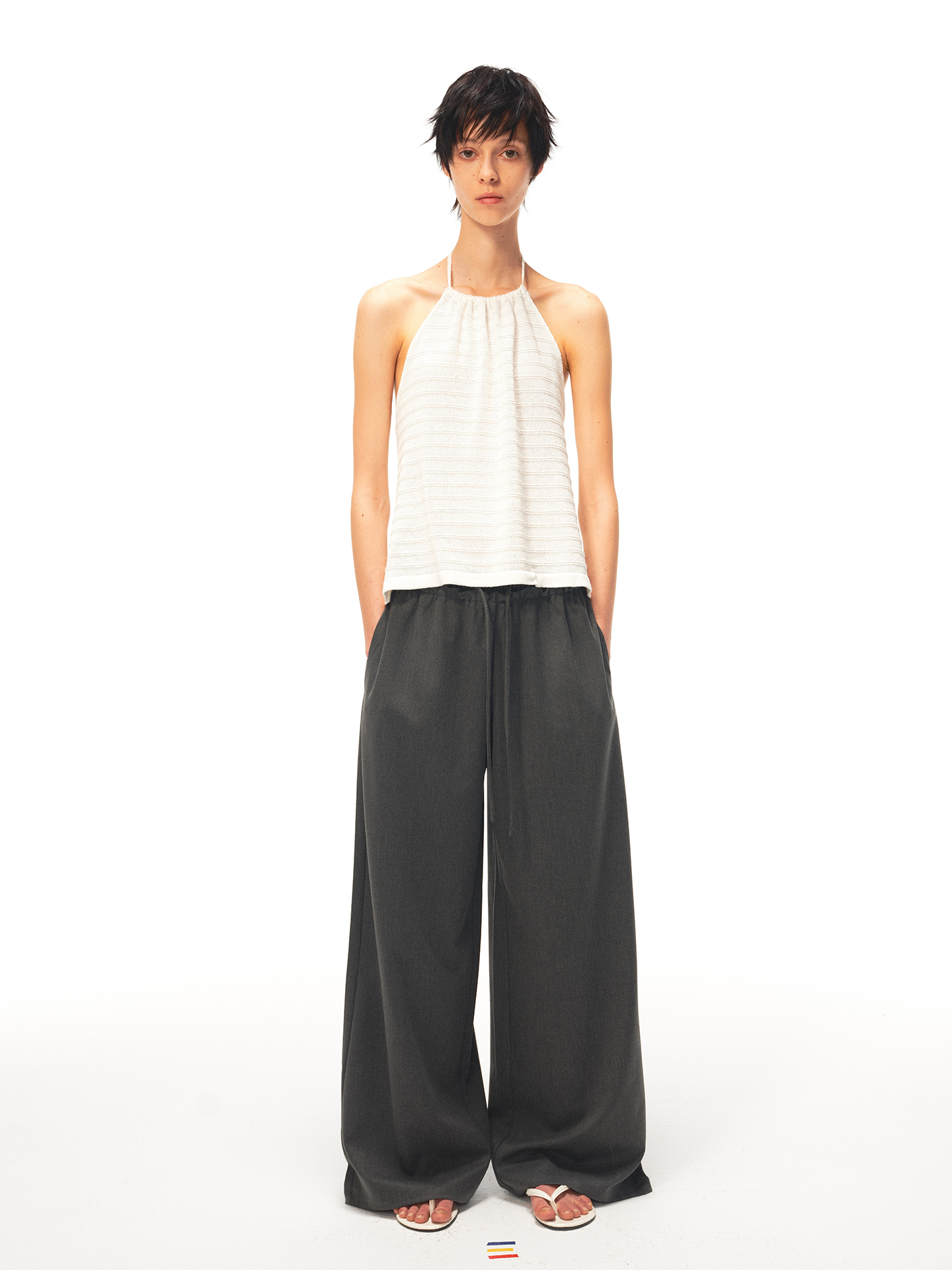 JCAESAR WOMEN Draped rib‑knit halter tank