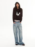 JCAESAR WOMEN Short Cropped Crewneck Sweater with Chihuahua Motif - jcaesarclo