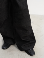 JCAESAR Raw Denim Wide-Leg Biker Pants - jcaesarclo