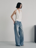 JCAESAR WOMEN Light Wash Denim Wide Leg Jeans
