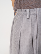 Jcaesar Bubble Pleated Checkered Flower Bud Capri Pants - jcaesarclo