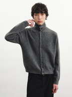 JCAESAR Heathered High‑Neck Cardigan Sweater