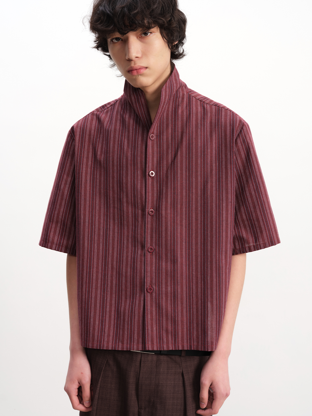 JCAESAR One‑Piece Collar Striped Shirt - jcaesarclo