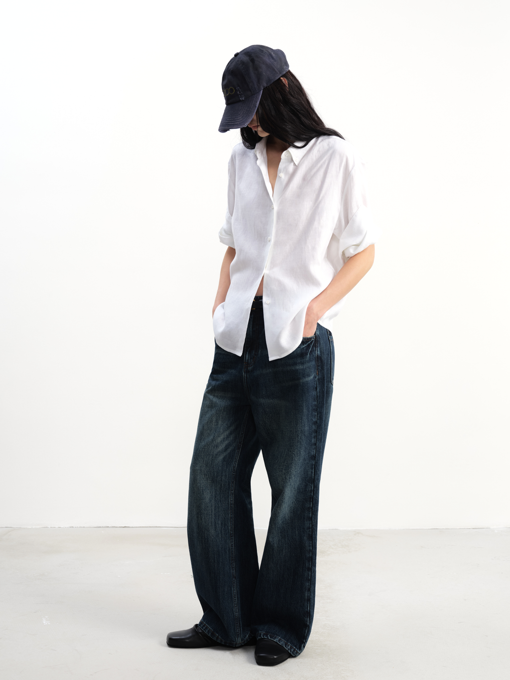JCAESAR WOMEN Tencel-Linen Cuffed Short-Sleeve Shirt - jcaesarclo