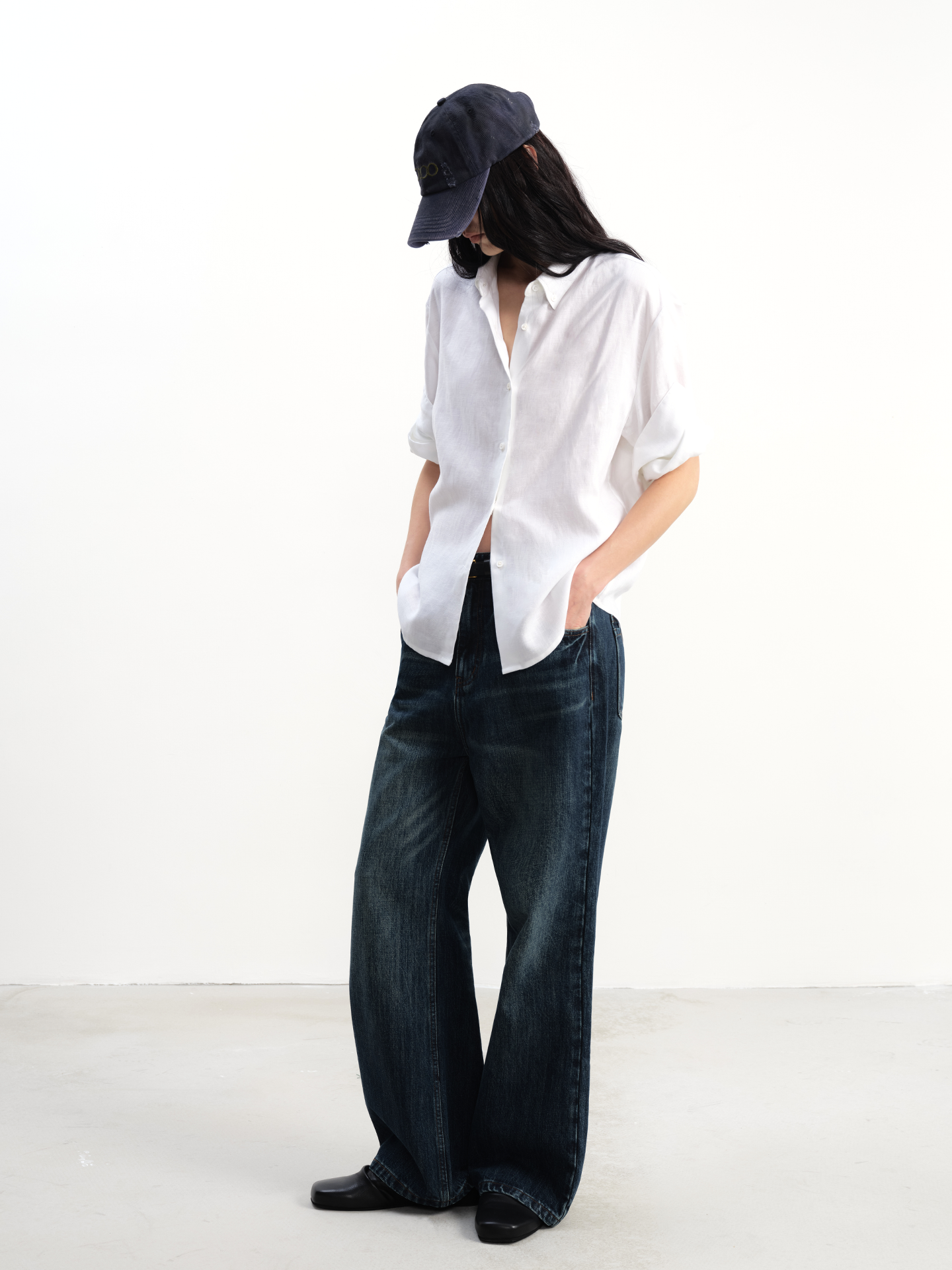 JCAESAR WOMEN Tencel-Linen Cuffed Short-Sleeve Shirt - jcaesarclo