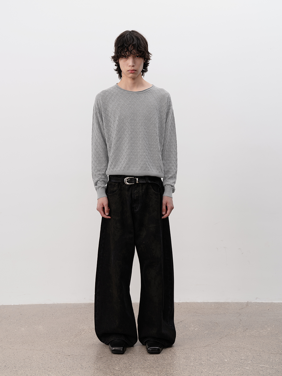 JCAESAR Cut-Out Diamond Pattern Long Sleeve - jcaesarclo