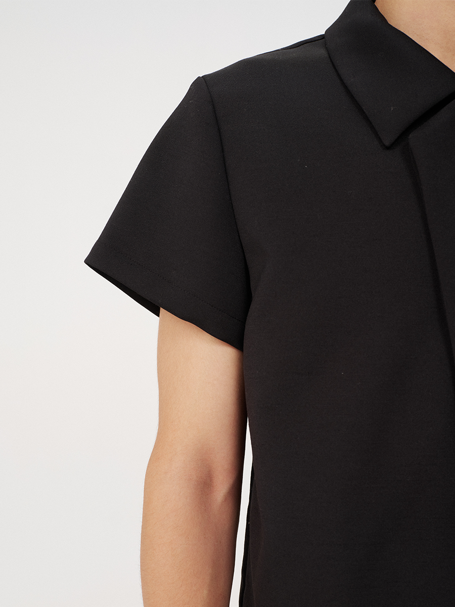 Jcaesar C-Shaped Button Short-Sleeved Shirt