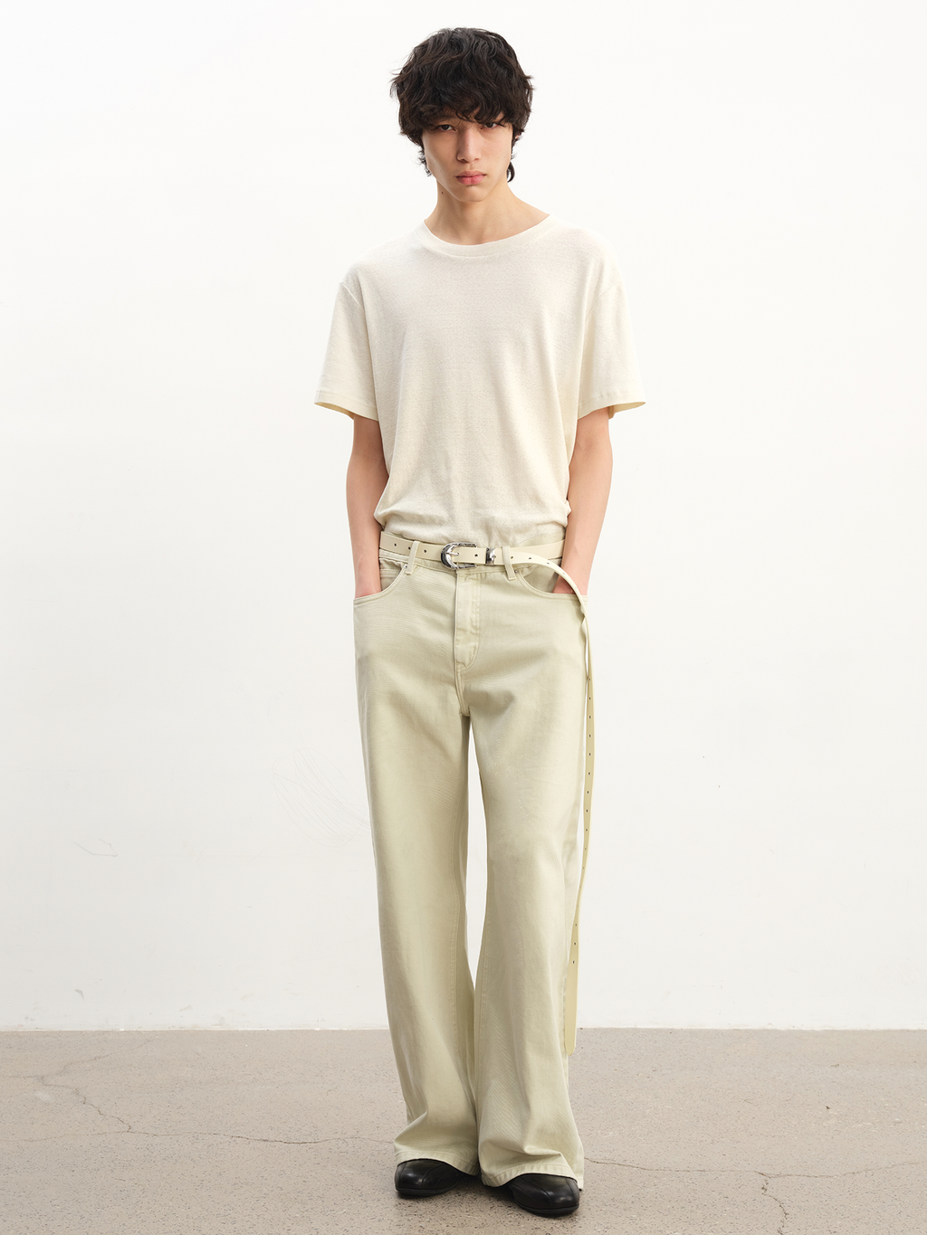 JCAEASAR Washed faded knit tee