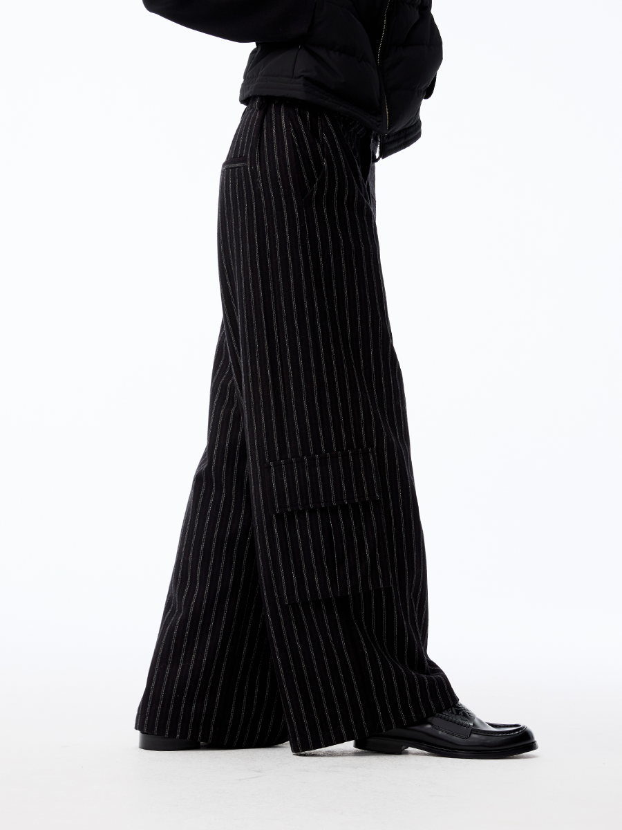JCAESAR WOMEN Striped Woolen Cargo Pants - jcaesarclo