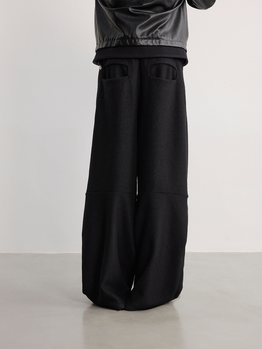 JCAESAR Wide leg pants with knee pads and woolen wool - jcaesarclo