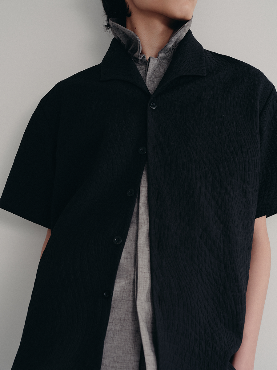 Jcaesar Seagull Collar Leaf Pattern Shirt - jcaesarclo