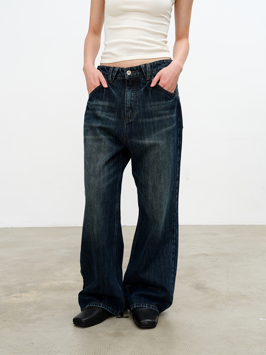 JCAESAR WOMEN Low-Crotch Blue Denim With Double Front Pockets