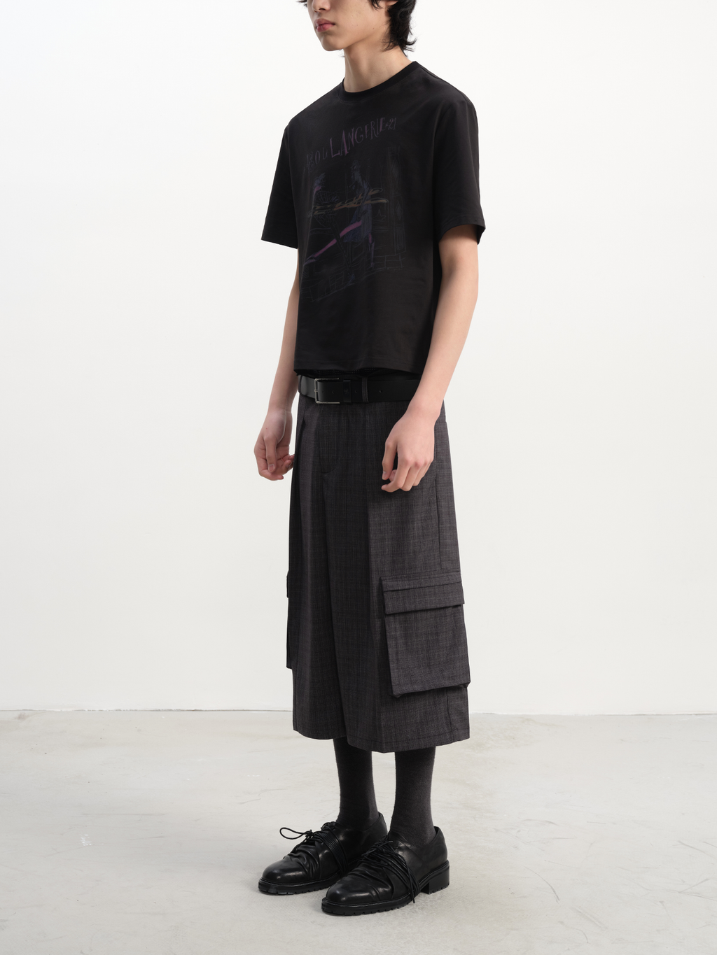 JCAESAR Plaid Pleated Cargo Cropped Pants - jcaesarclo