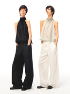 JCAESAR WOMEN Air‑lace halter top with flowing ties
