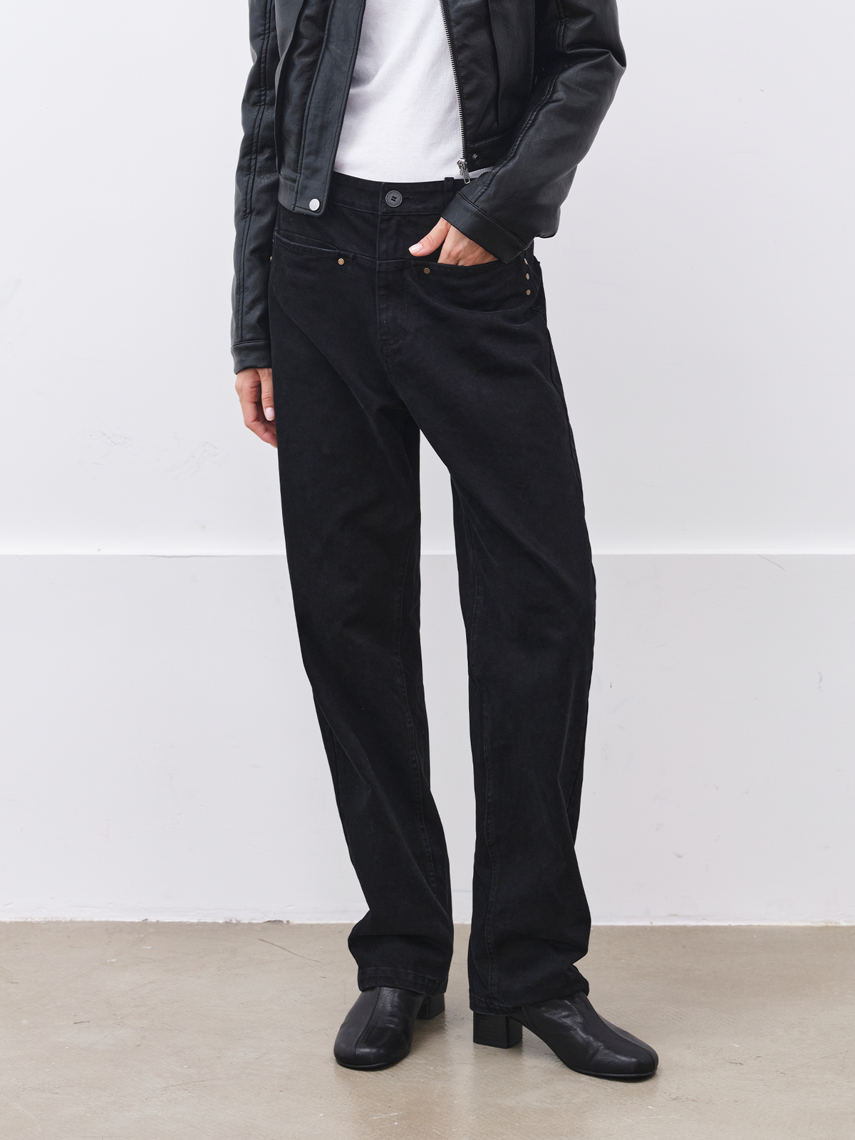 JCAESAR WOMEN Yuppie Vintage Washed Wide-Leg Trousers